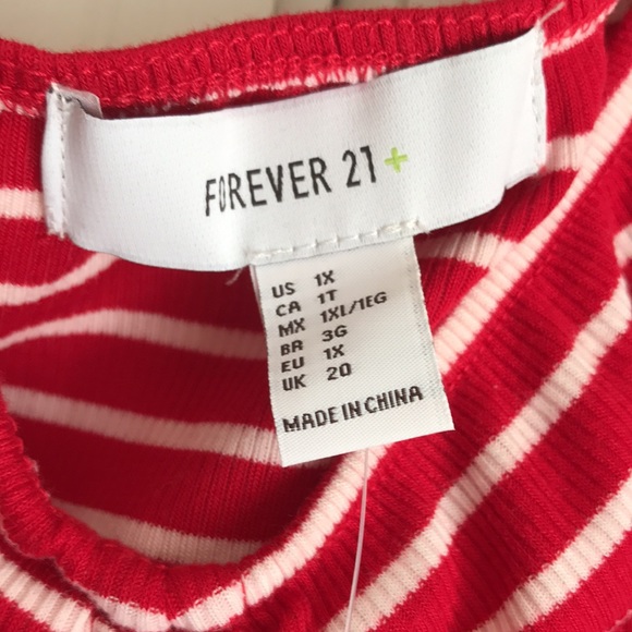 🏵️donated 10/25 Forever 21 plus crop top red white stripped  1X - Picture 4 of 5